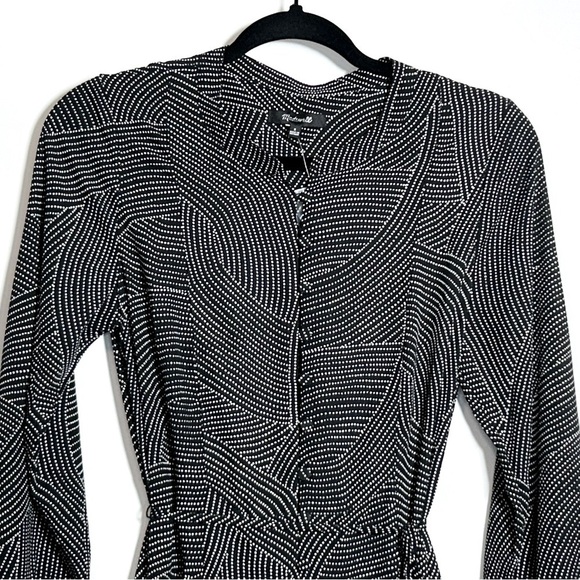 NWT Madewell Black Tie-Waist Midi Dress in White Dot, Size XS - Picture 10 of 16